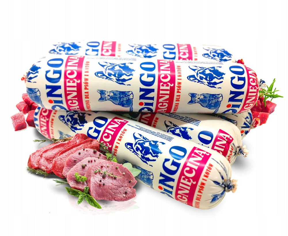 Baton mięsny dla psa z jagnięciną 90% mięsa – półmokra karma 1 kg, 10 szt.