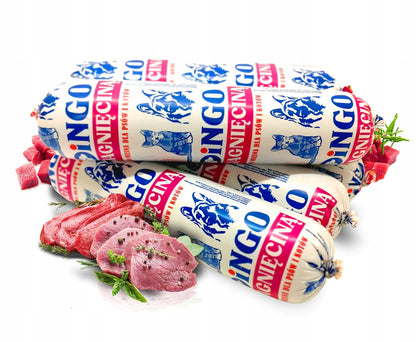 Baton mięsny dla psa z jagnięciną 90% mięsa – półmokra karma 1 kg, 10 szt.