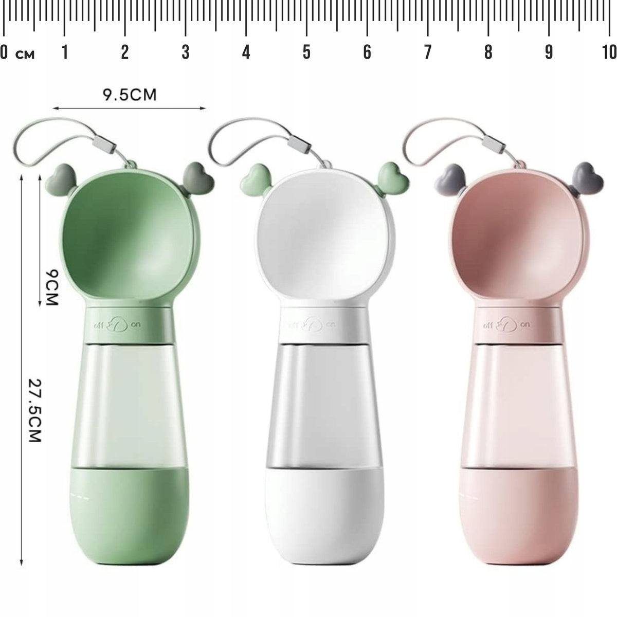 Bidon dla psa 3w1 na wodę 350 ml i karmę 200 ml z miską, turystyczny, bez BPA – różowy