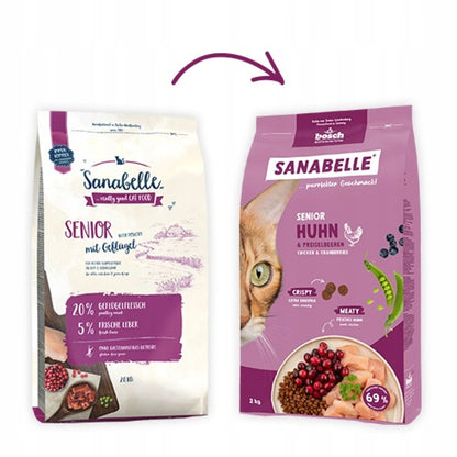 Sanabelle Senior sucha karma dla starszych kotów 8 kg z glukozaminą – smak drób