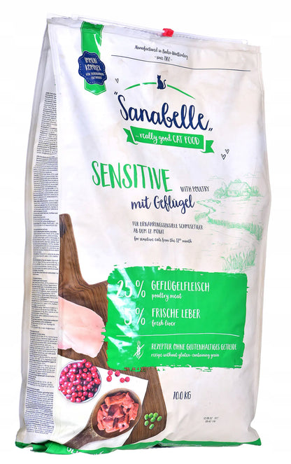 Sanabelle Sensitive sucha karma dla kota 10 kg z drobiem i prebiotykiem – kurczak