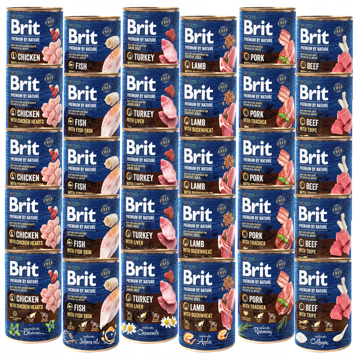 Brit by Nature karma mokra dla psa bezzbożowa 30 x 400 g – mix smaków, puszki