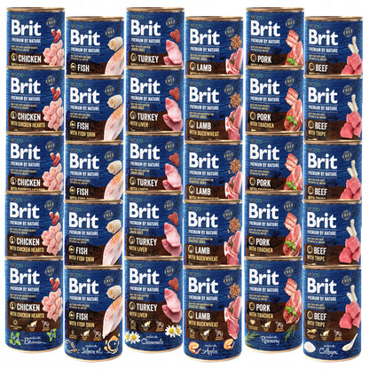 Brit by Nature karma mokra dla psa bezzbożowa 30 x 400 g – mix smaków, puszki