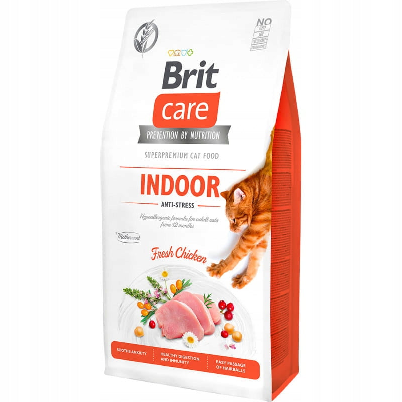 Brit Care sucha karma dla kota bezzbożowa 2 kg z kurczakiem – Indoor Anti-Stress