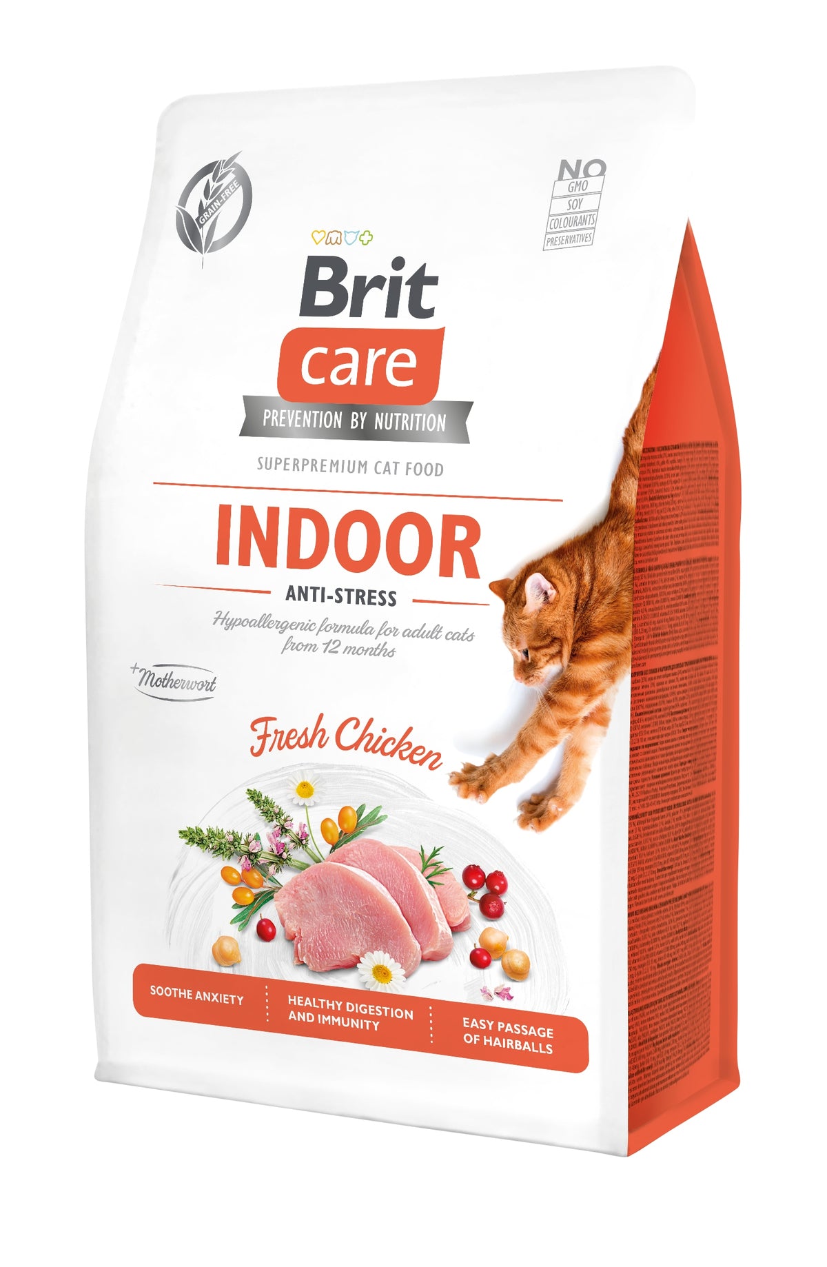 Brit Care sucha karma dla kota bezzbożowa 2 kg z kurczakiem – Indoor Anti-Stress
