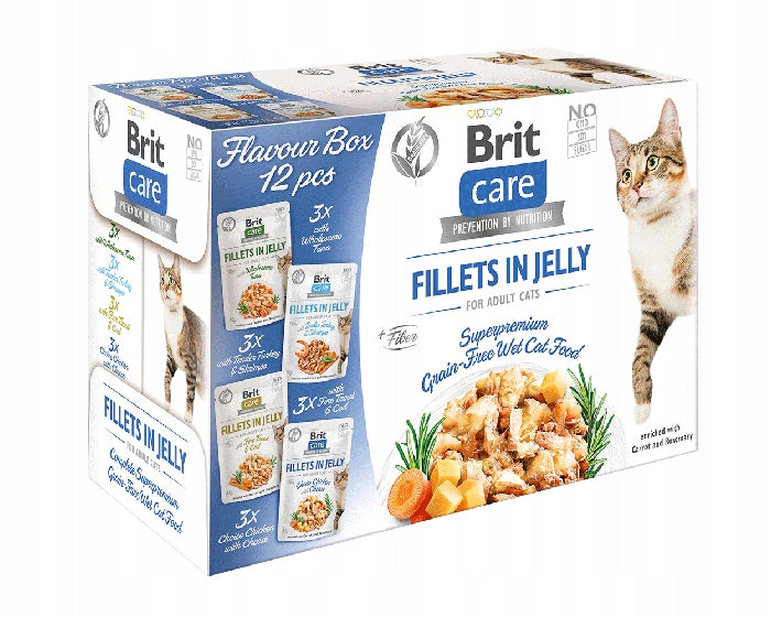 Brit Care Cat mokra karma dla kota w galaretce 12x85 g – bezzbożowa, mix 4 smaków