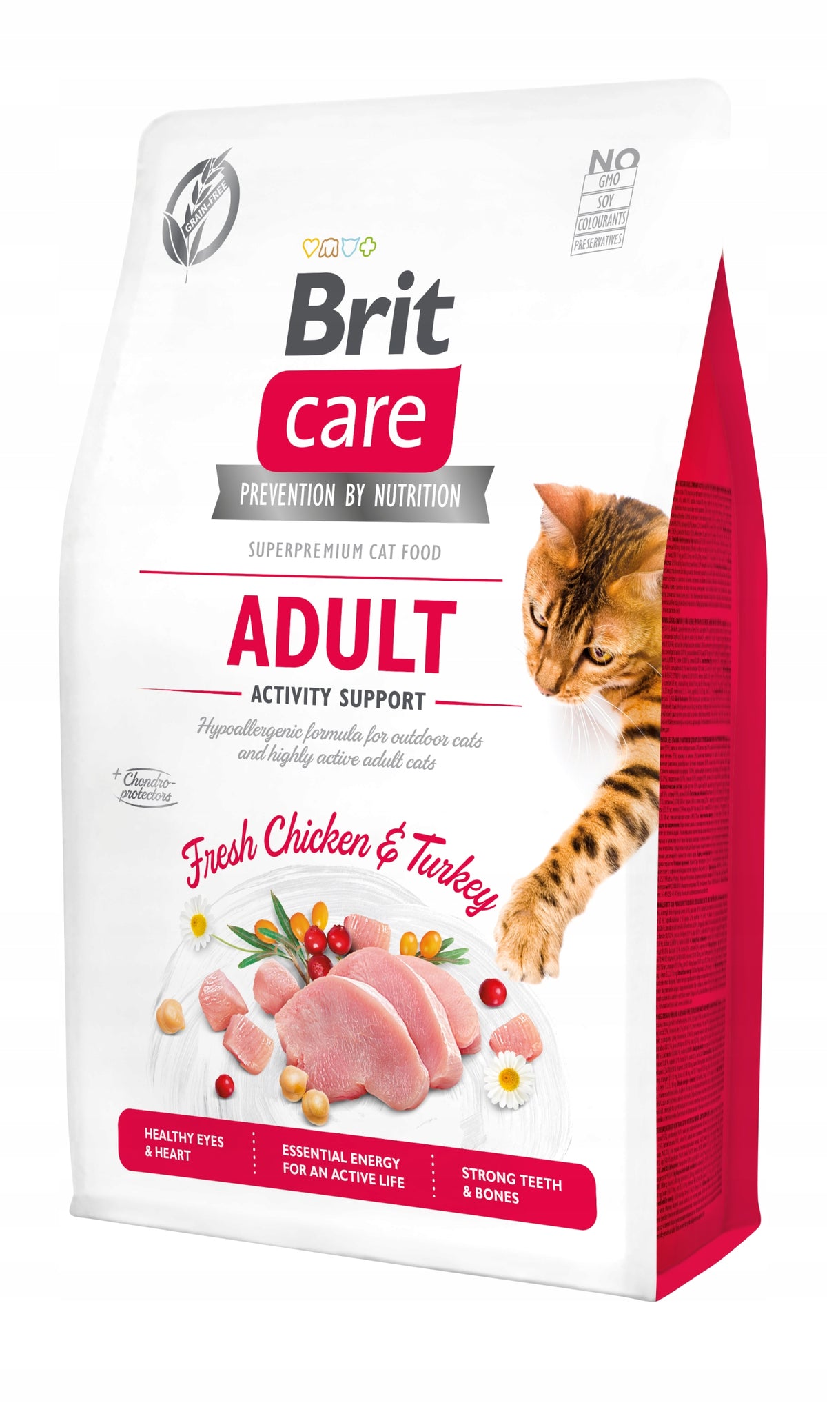 Brit Care sucha karma bezzbożowa dla aktywnych kotów 7 kg – kurczak i indyk