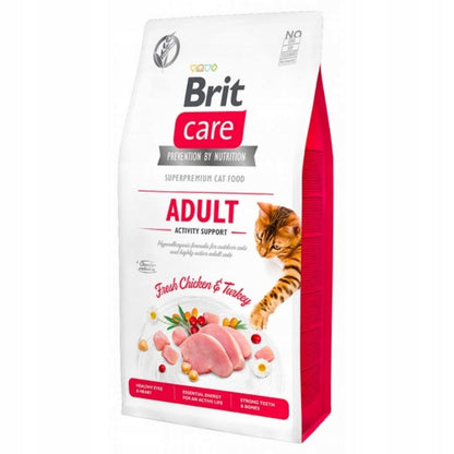 Brit Care sucha karma bezzbożowa dla aktywnych kotów 7 kg – kurczak i indyk