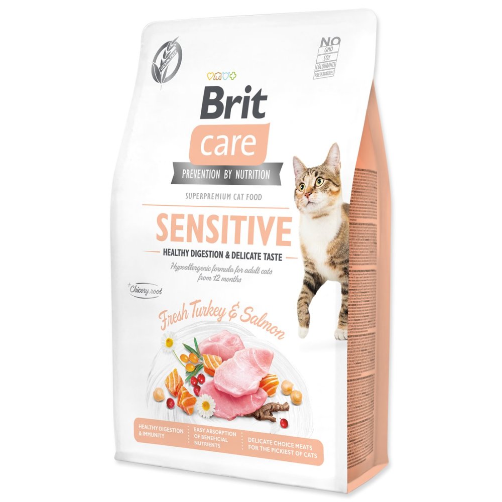 Brit Care Cat Grain-Free Sensitive sucha karma dla kota 2 kg – bezzbożowa, indyk i łosoś