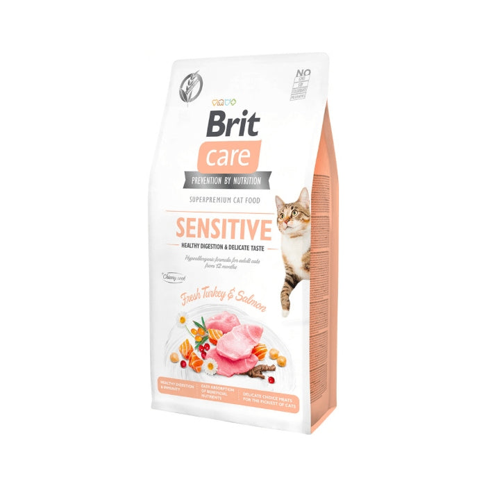 Brit Care Cat Grain-Free Sensitive sucha karma dla kota 2 kg – bezzbożowa, indyk i łosoś