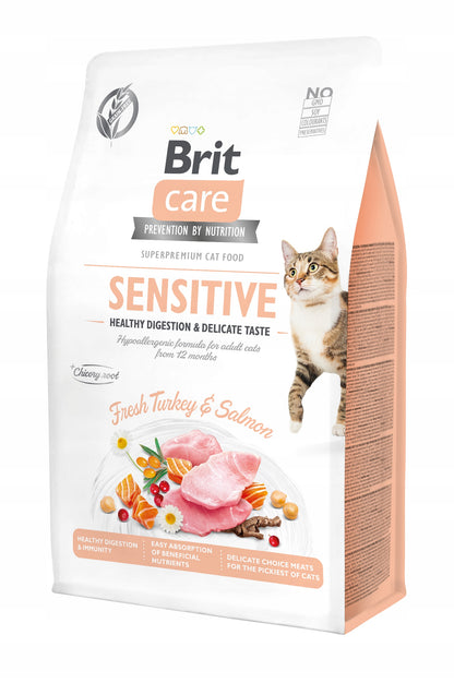 Brit Care Cat Grain-free Sensitive sucha karma dla kota 7 kg bezzbożowa – indyk i łosoś