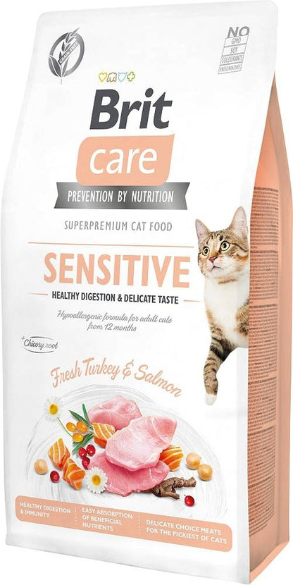 Brit Care Cat Grain-free Sensitive sucha karma dla kota 7 kg bezzbożowa – indyk i łosoś