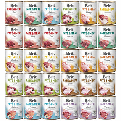 BRIT Pate & Meat mokra karma dla psa bezzbożowa 30 x 800 g – pasztet z mięsem, mix smaków