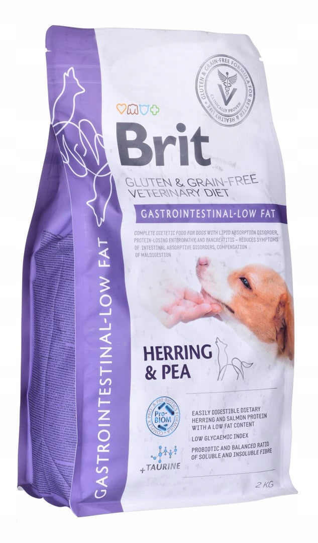 Brit Veterinary Diet Gastrointestinal Low Fat 2 kg – sucha karma dla psa, śledź i groch