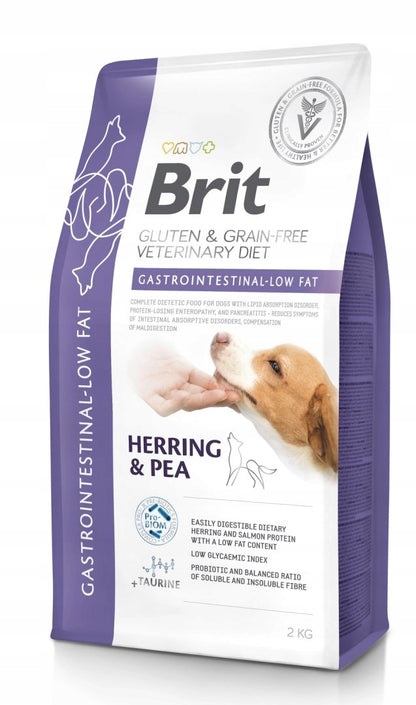 Brit Veterinary Diet Gastrointestinal Low Fat 2 kg – sucha karma dla psa, śledź i groch