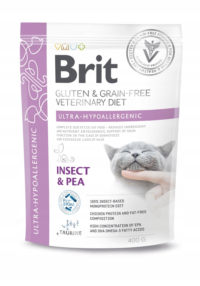 Brit Veterinary Diet Ultra-Hypoallergenic sucha karma dla kota z alergią 400 g – owady
