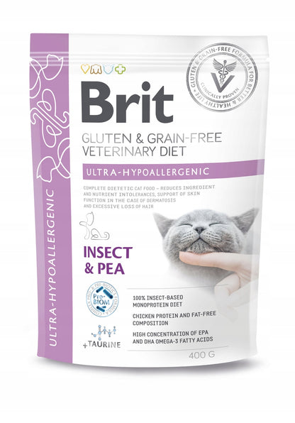Brit Veterinary Diet Ultra-Hypoallergenic sucha karma dla kota z alergią 400 g – owady
