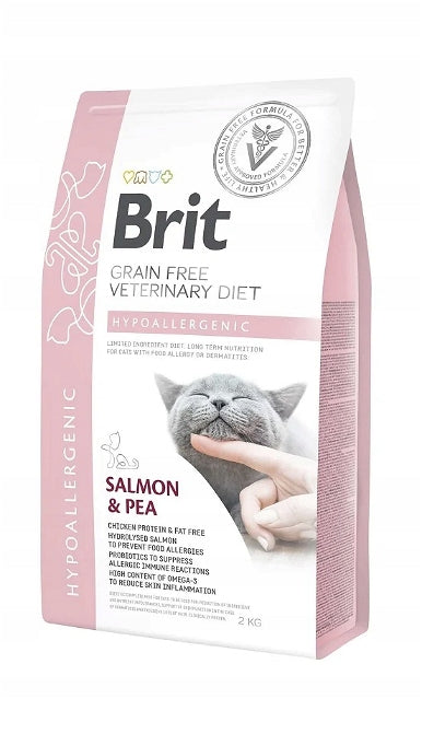 Brit Veterinary Diets Cat Hypoallergenic karma sucha 2 kg bezzbożowa dla kotów z alergią – łosoś