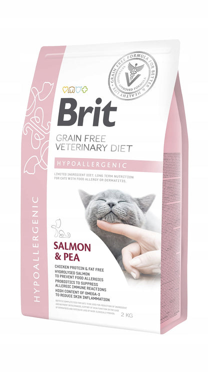 Brit Veterinary Diets Cat Hypoallergenic karma sucha 2 kg bezzbożowa dla kotów z alergią – łosoś