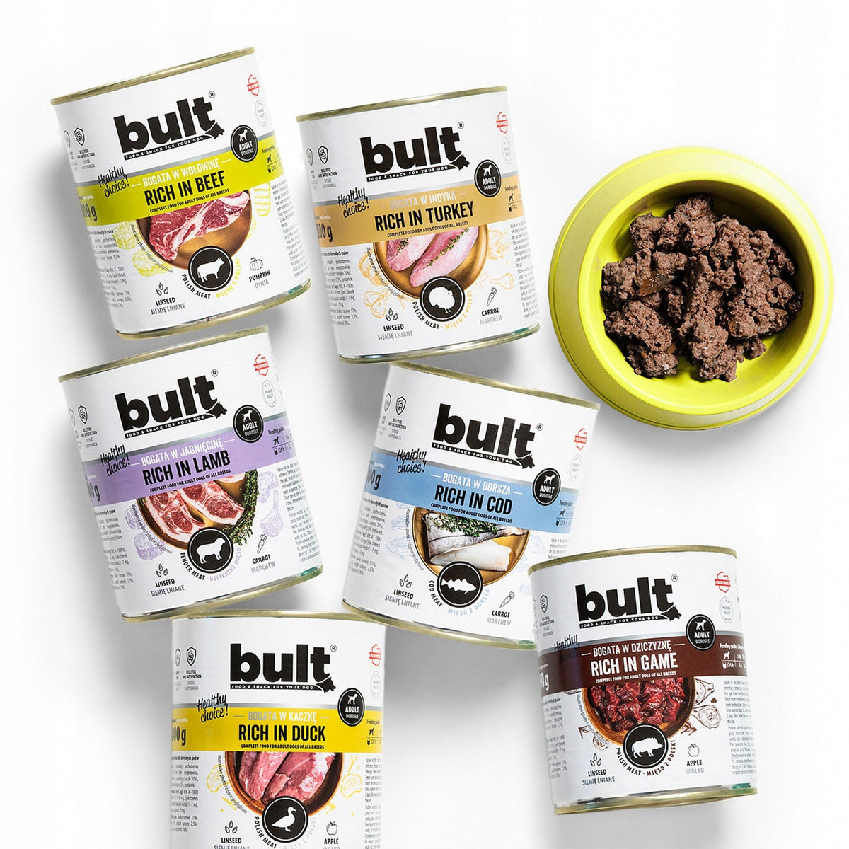 BULT mokra karma dla psa mix smaków 12 x 800 g – 6 smaków, 75% mięsa, puszki 9,6 kg
