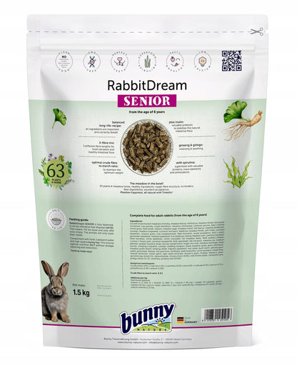 Bunny Nature Rabbit Dream Senior karma dla królika 1,5 kg – granulat z prebiotykiem i ziołami