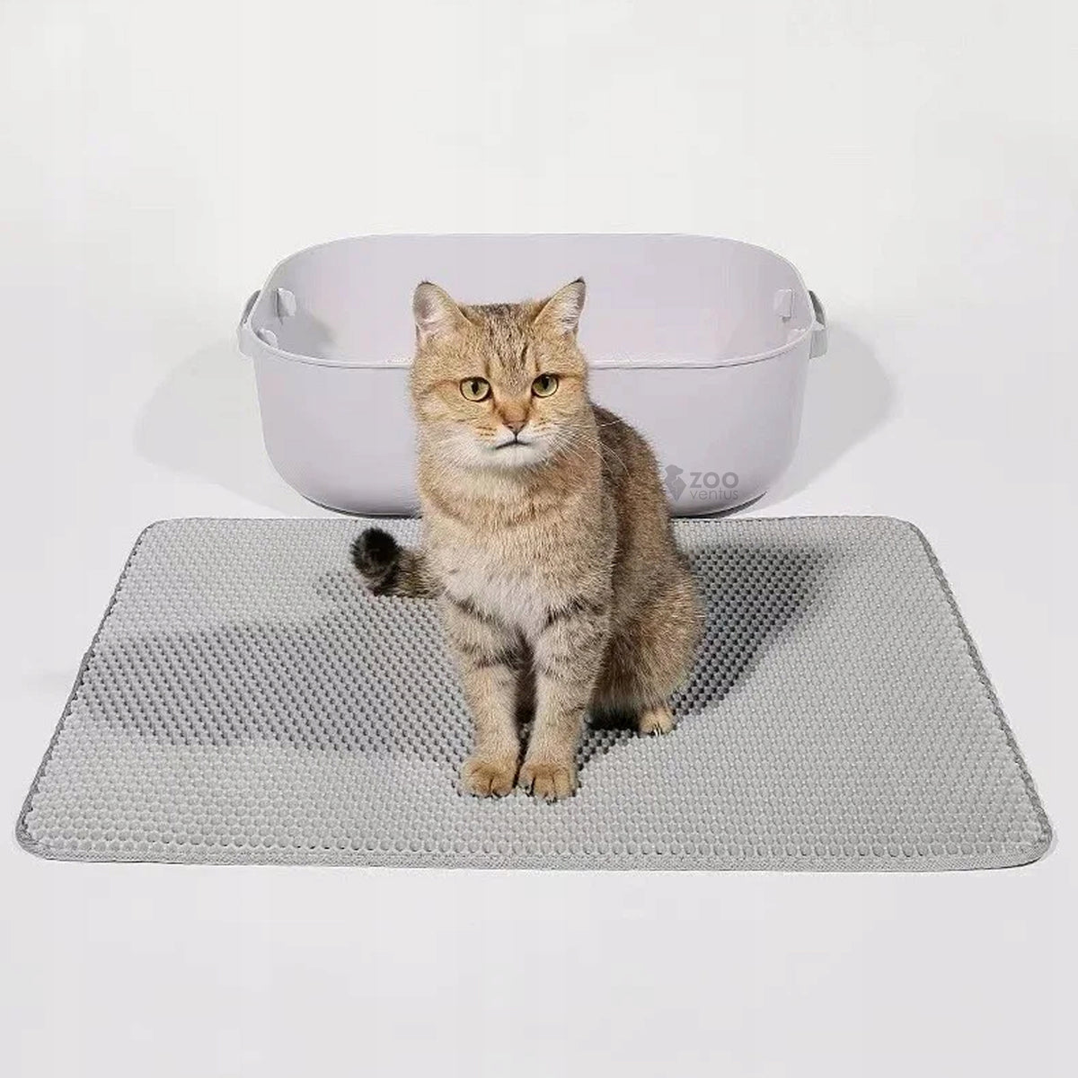 ZooVentus Mata pod kuwetę XXL 75x55 cm dwuwarstwowa, wodoodporna, dla kota – szara