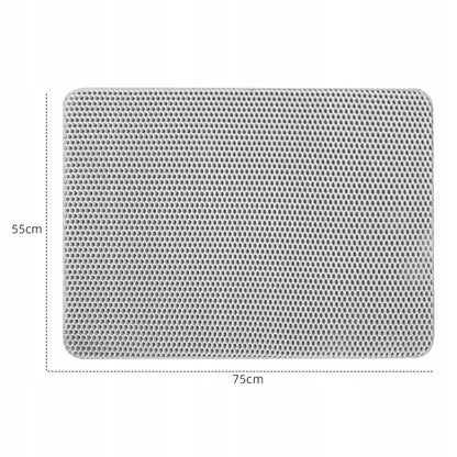 ZooVentus Mata pod kuwetę XXL 75x55 cm dwuwarstwowa, wodoodporna, dla kota – szara