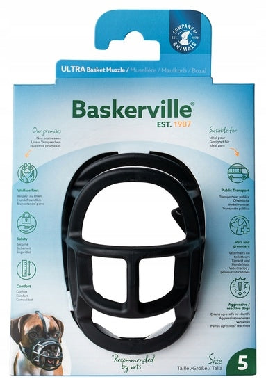 Baskerville Kaganiec fizjologiczny Ultra-5 dla psa XL, obwód pyska 36 cm – czarny