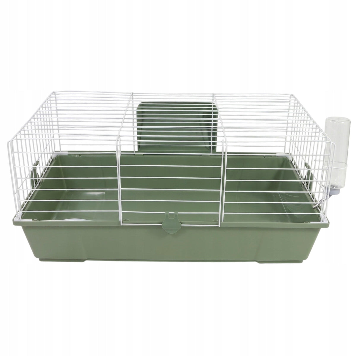 AquosPlast Klatka dla królika i świnki morskiej 80x46x36 cm z kuwetą 15 cm i wyposażeniem – oliwkowa