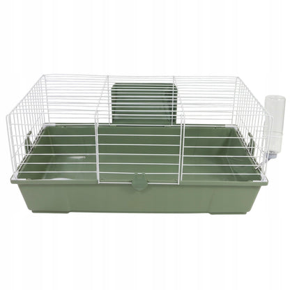 AquosPlast Klatka dla królika i świnki morskiej 80x46x36 cm z kuwetą 15 cm i wyposażeniem – oliwkowa