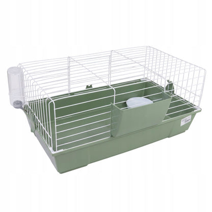 AquosPlast Klatka dla królika i świnki morskiej 80x46x36 cm z kuwetą 15 cm i wyposażeniem – oliwkowa