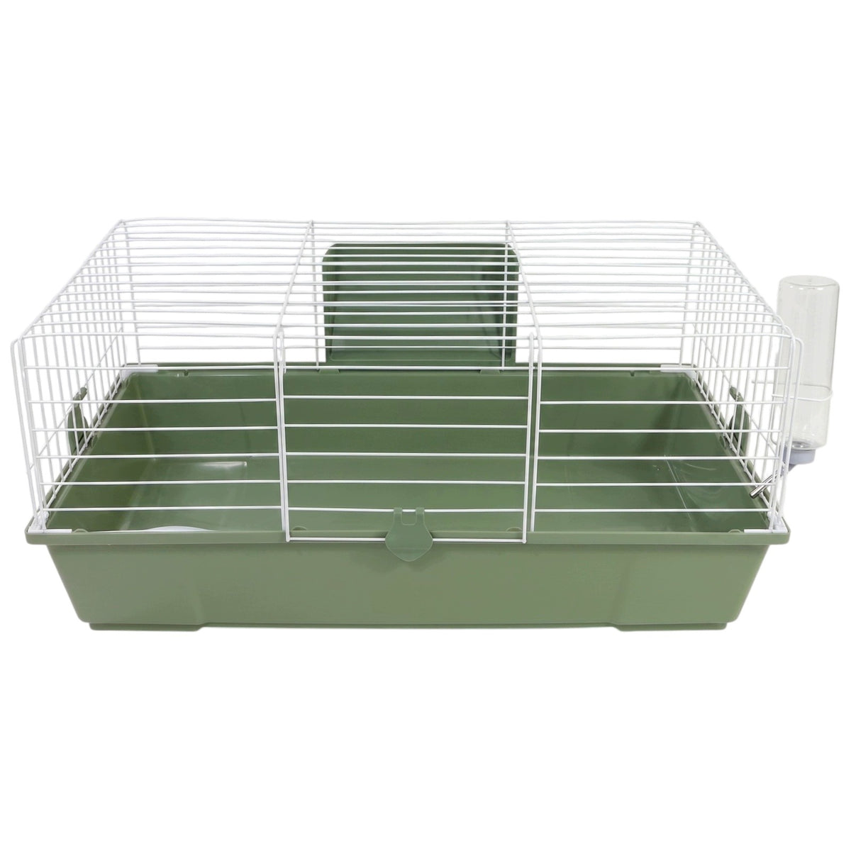 AquosPlast Klatka dla królika i świnki morskiej 80x46x36 cm z kuwetą 15 cm i wyposażeniem – oliwkowa