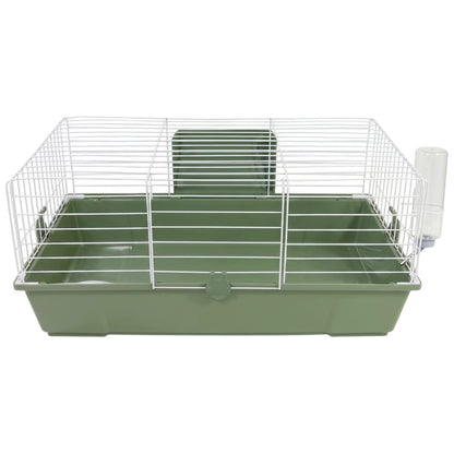 AquosPlast Klatka dla królika i świnki morskiej 80x46x36 cm z kuwetą 15 cm i wyposażeniem – oliwkowa
