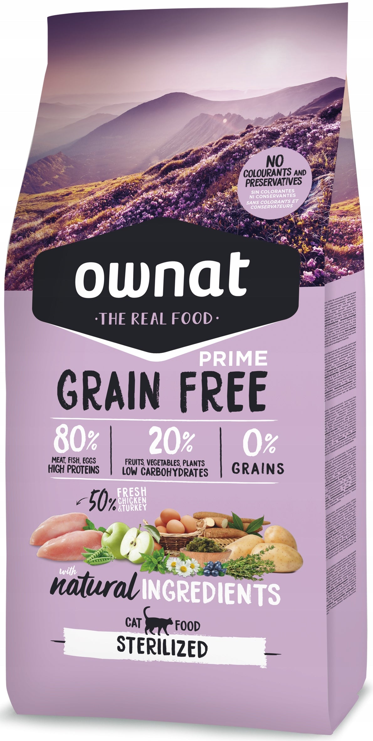 Ownat Prime sucha karma dla kota sterylizowanego bezzbożowa 1 kg – kurczak i indyk