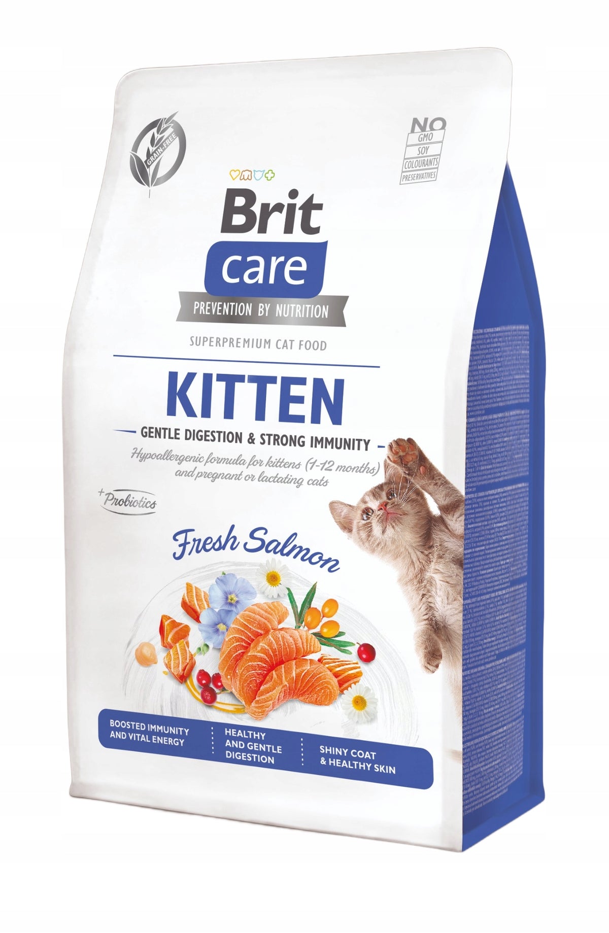 Brit Care karma sucha dla kociąt bez zbóż 2 x 0,4 kg – Kitten Immunity, łosoś