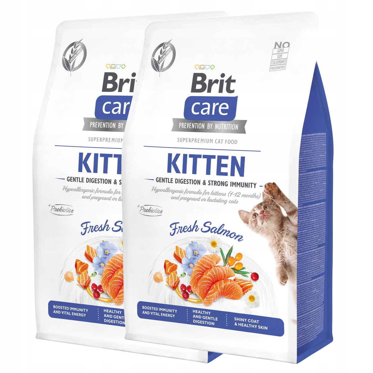 Brit Care karma sucha dla kociąt bez zbóż 2 x 0,4 kg – Kitten Immunity, łosoś