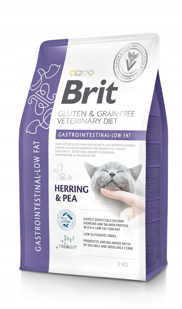 Brit Grain Free Veterinary Diets Cat Gastrointestinal-Low Fat 2 kg – sucha karma ze śledziem