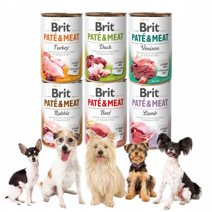 Brit Pate & Meat mokra karma dla psa bezzbożowa 6 x 400 g, pasztet z mięsem – mix smaków