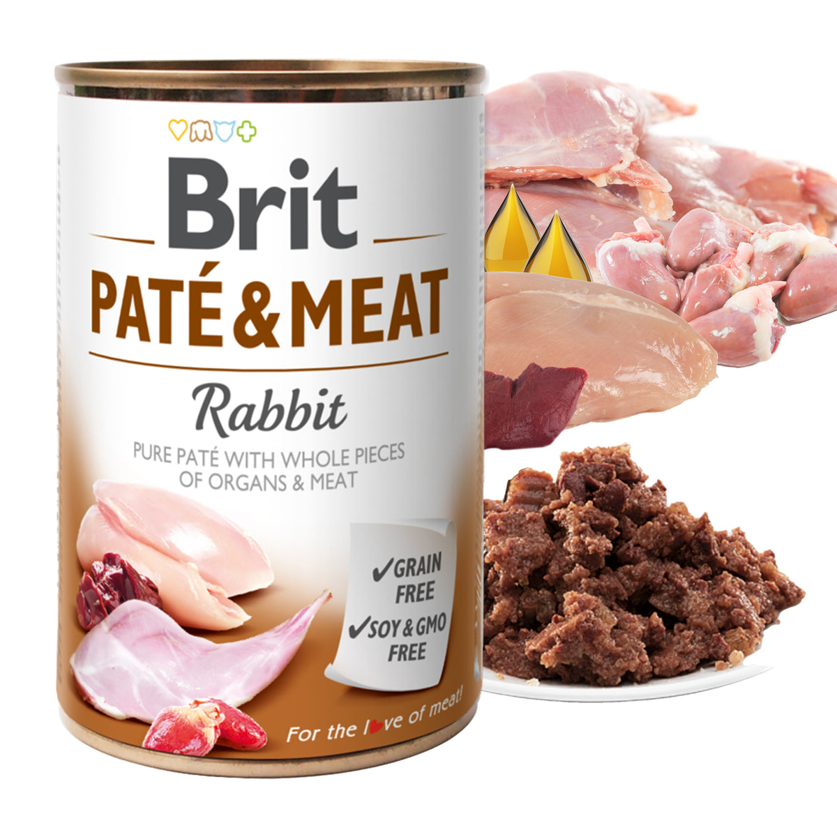 Brit Mokra karma dla psa dorosłego bezzbożowa, pasztet z kawałkami mięsa 8 x 400 g – mix smaków