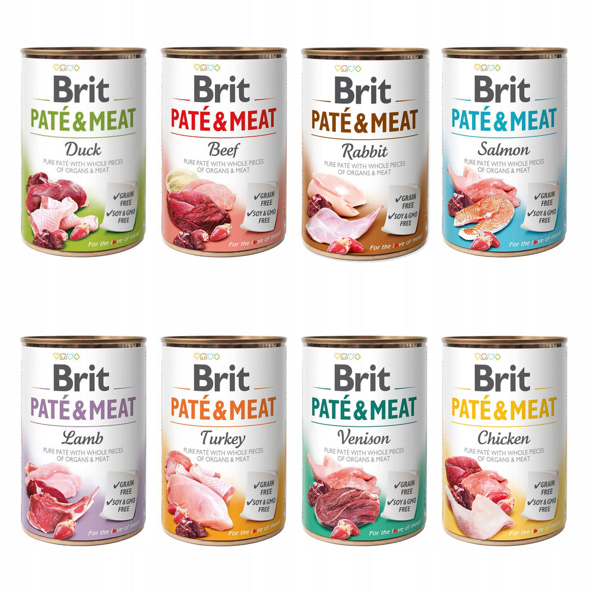 Brit Mokra karma dla psa dorosłego bezzbożowa, pasztet z kawałkami mięsa 8 x 400 g – mix smaków