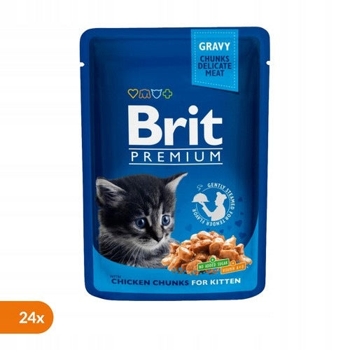 Brit Premium mokra karma dla kociąt z kurczakiem w sosie – saszetki 24 x 100 g
