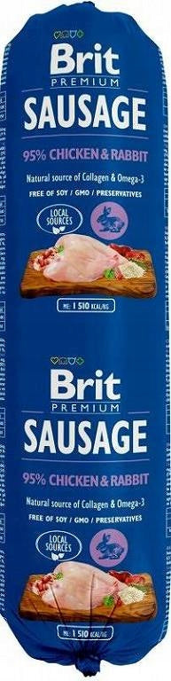 Brit Premium Sausage mokra karma dla psa, kurczak z królikiem 12 x 800 g – psy dorosłe
