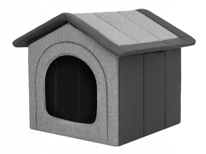 Doggy Miękka buda dla psa 60x70x63 cm – składany domek legowisko XL do domu, grafit