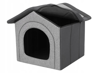 Doggy Miękka buda dla psa 60x70x63 cm – składany domek legowisko XL do domu, grafit