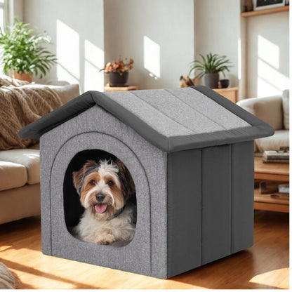 Doggy Miękka buda dla psa 60x70x63 cm – składany domek legowisko XL do domu, grafit