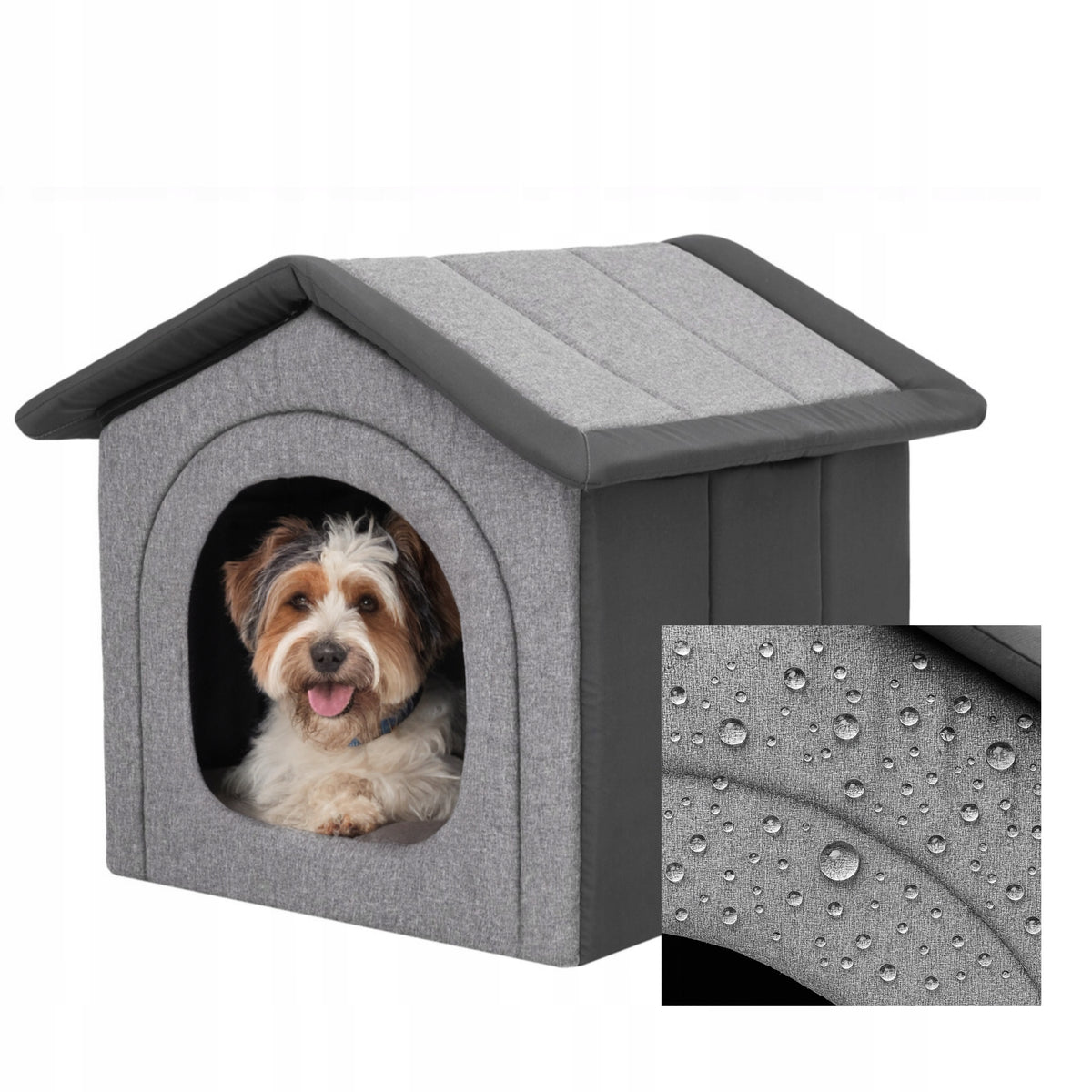 Doggy Miękka buda dla psa 60x70x63 cm – składany domek legowisko XL do domu, grafit