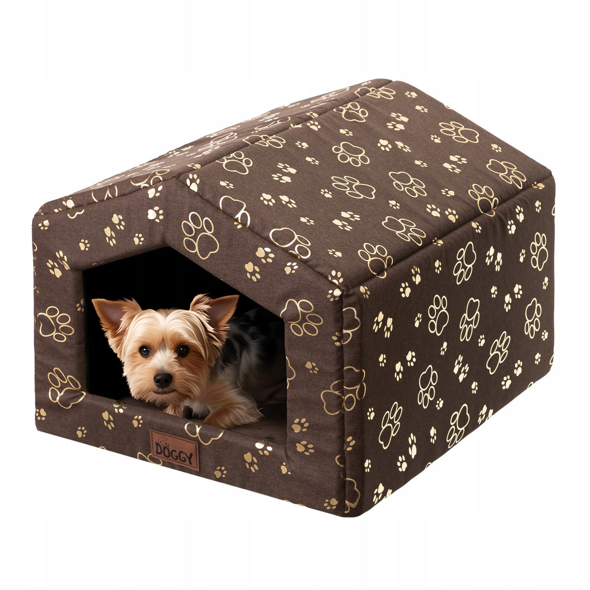 Doggy Buda Smart budka legowisko dla psa i kota 59x55 cm z poduszką, wodoodporna – brązowa