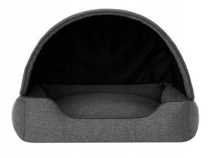 PROMPTER Buda i legowisko dla psa 2w1 z daszkiem 82 x 58 cm, rozmiar XL – czarna