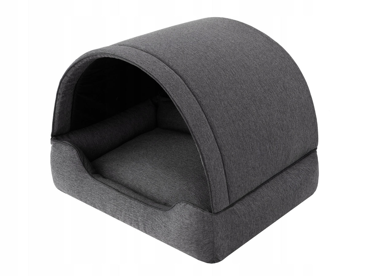 PROMPTER Buda i legowisko dla psa 2w1 z daszkiem 82 x 58 cm, rozmiar XL – czarna