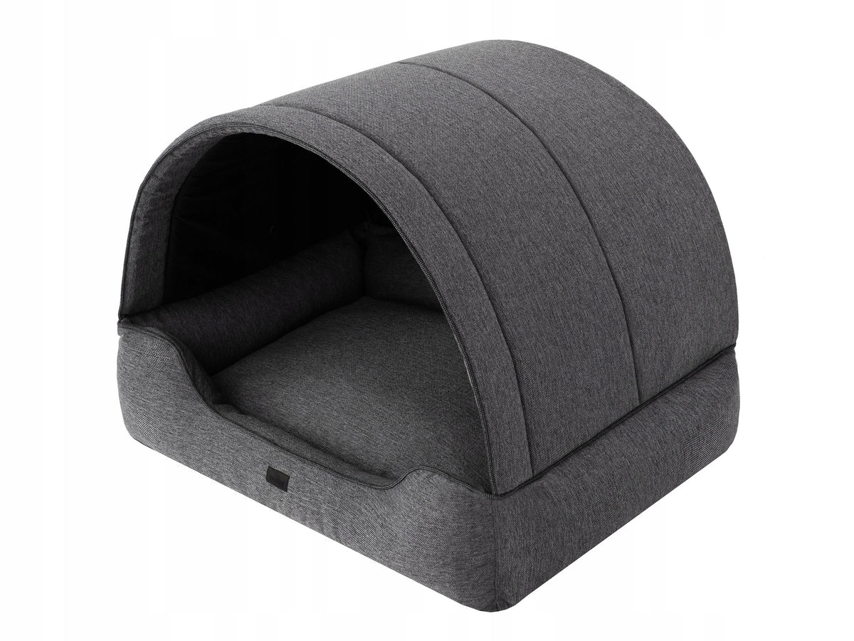 PROMPTER Buda i legowisko dla psa 2w1 z daszkiem 82 x 58 cm, rozmiar XL – czarna